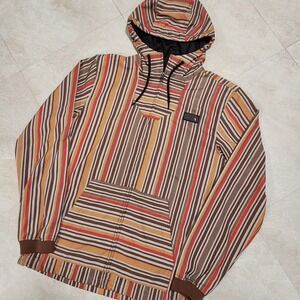 VTG The North Face TNF Mens M Medium Striped Hooded Lightweight Jacket RARE READ